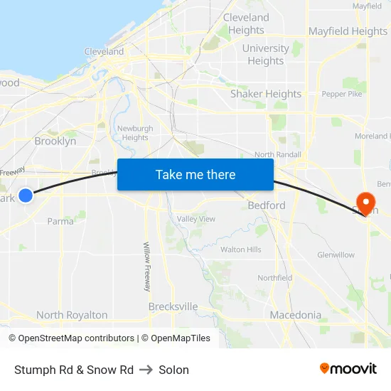 Stumph Rd & Snow Rd to Solon map