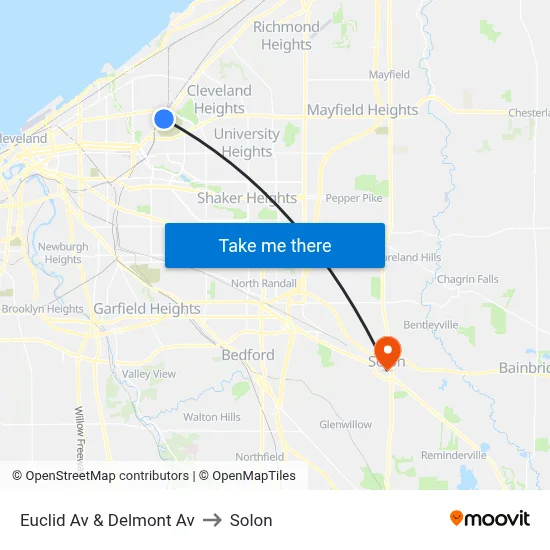 Euclid Av & Delmont Av to Solon map