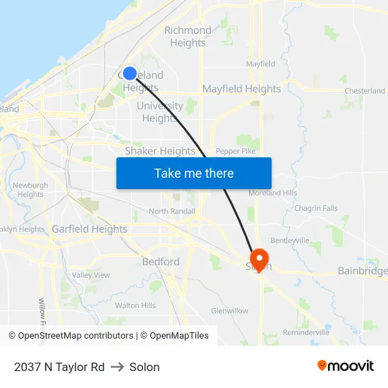 2037 N Taylor Rd to Solon map