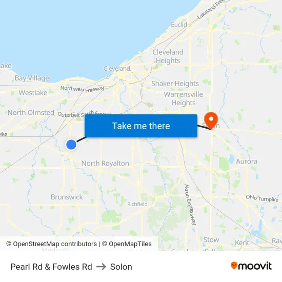 Pearl Rd & Fowles Rd to Solon map