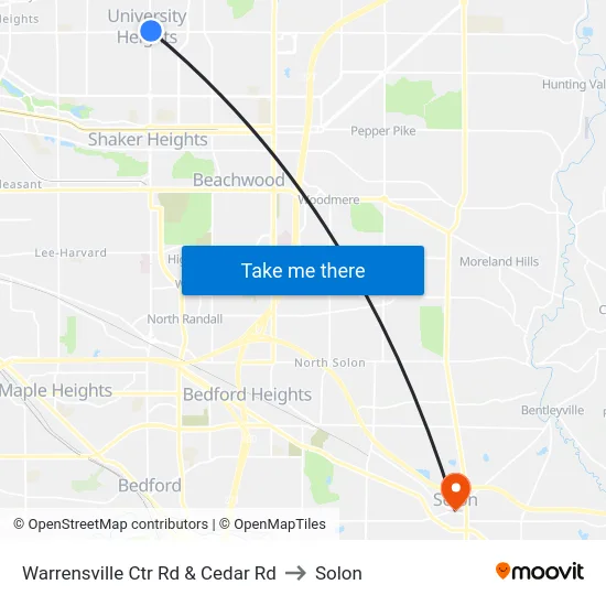 Warrensville Ctr Rd & Cedar Rd to Solon map