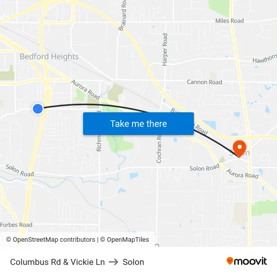 Columbus Rd & Vickie Ln to Solon map