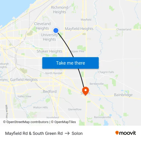 Mayfield Rd & South Green Rd to Solon map