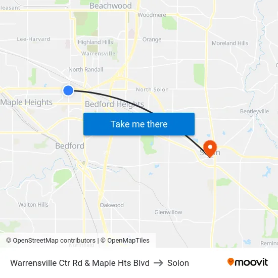 Warrensville Ctr Rd & Maple Hts Blvd to Solon map