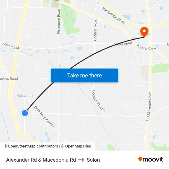 Alexander Rd & Macedonia Rd to Solon map