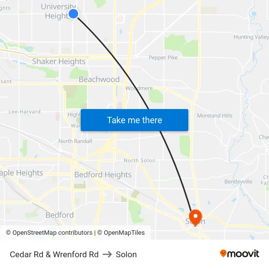 Cedar Rd & Wrenford Rd to Solon map