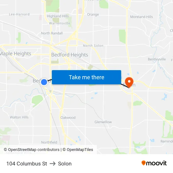 104 Columbus St to Solon map