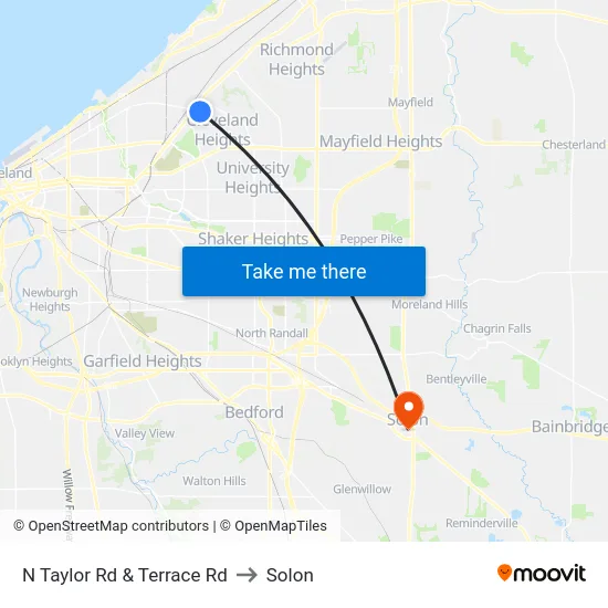 N Taylor Rd & Terrace Rd to Solon map