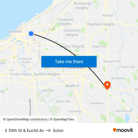 E 59th St & Euclid Av to Solon map