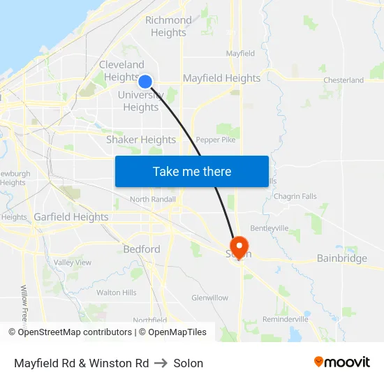Mayfield Rd & Winston Rd to Solon map
