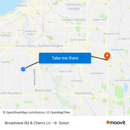 Broadview Rd & Cherry Ln to Solon map