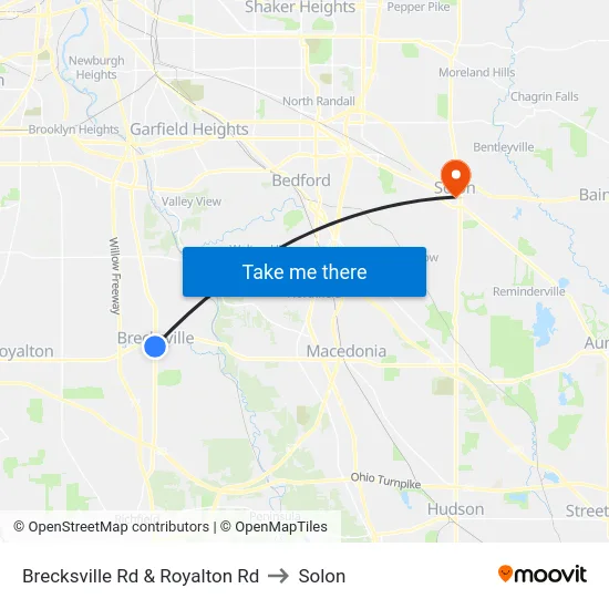 Brecksville Rd & Royalton Rd to Solon map