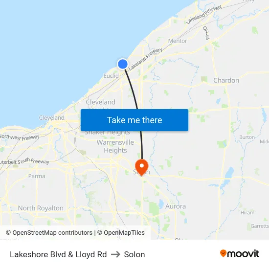 Lakeshore Blvd & Lloyd Rd to Solon map