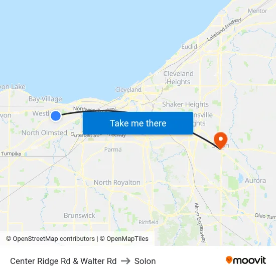 Center Ridge Rd & Walter Rd to Solon map
