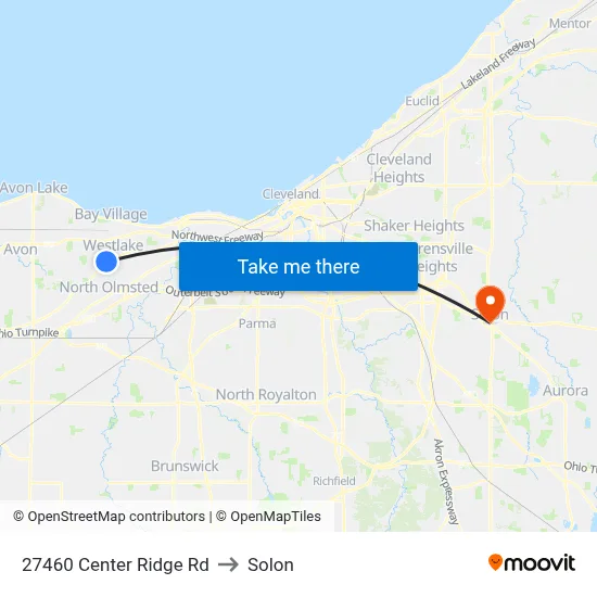 27460 Center Ridge Rd to Solon map