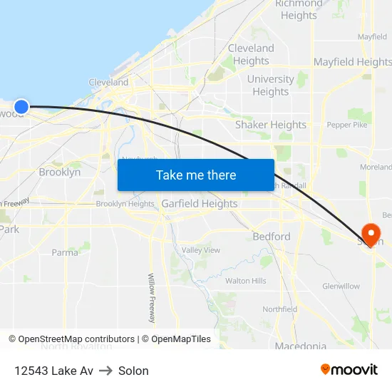 12543 Lake Av to Solon map