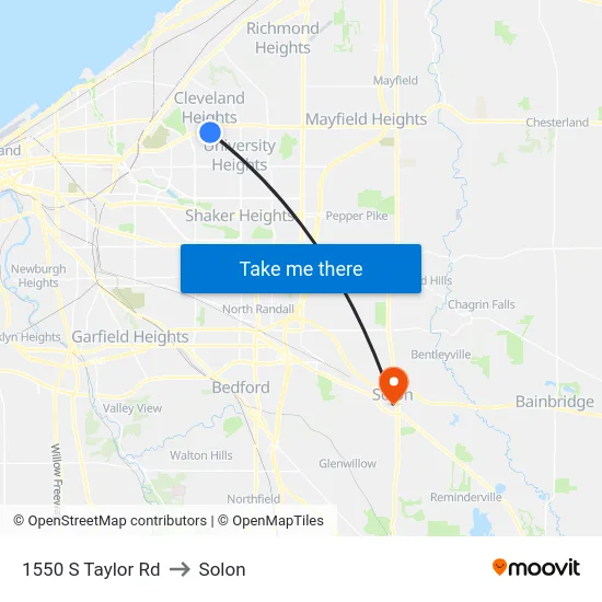 1550 S Taylor Rd to Solon map