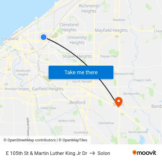 E 105th St & Martin Luther King Jr Dr to Solon map