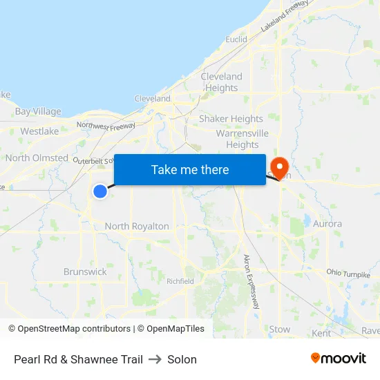 Pearl Rd & Shawnee Trail to Solon map