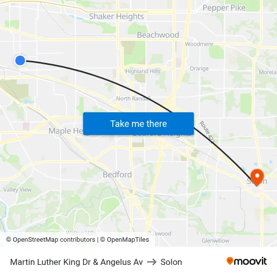 Martin Luther King Dr & Angelus Av to Solon map