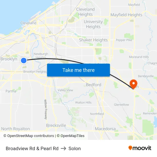 Broadview Rd & Pearl Rd to Solon map