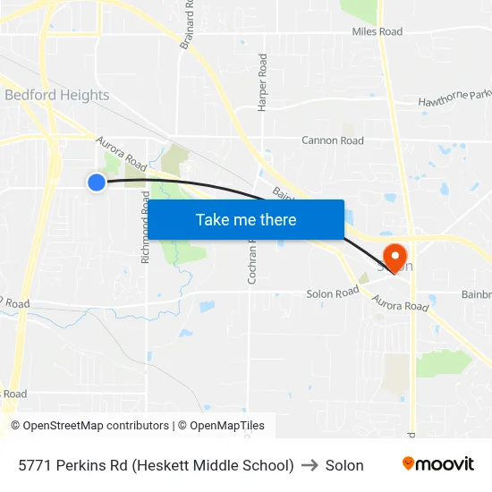 5771 Perkins Rd (Heskett Middle School) to Solon map