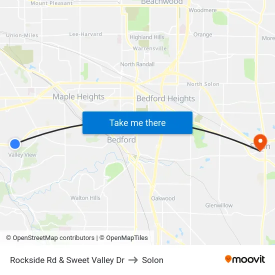 Rockside Rd & Sweet Valley Dr to Solon map