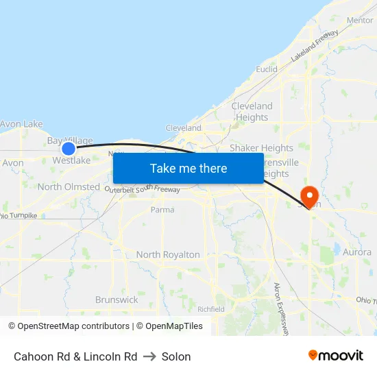 Cahoon Rd & Lincoln Rd to Solon map