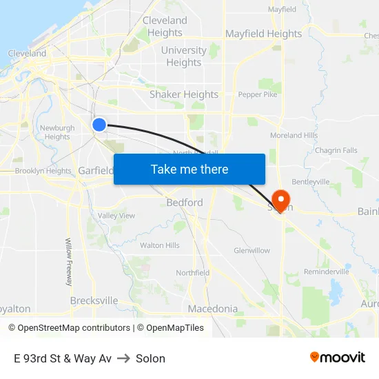 E 93rd St & Way Av to Solon map