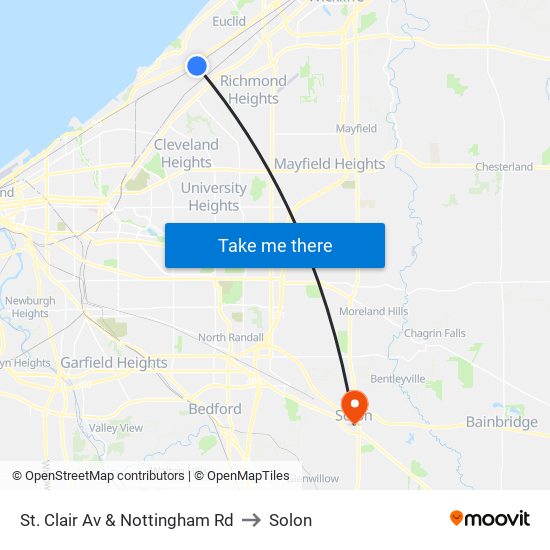 St. Clair Av & Nottingham Rd to Solon map