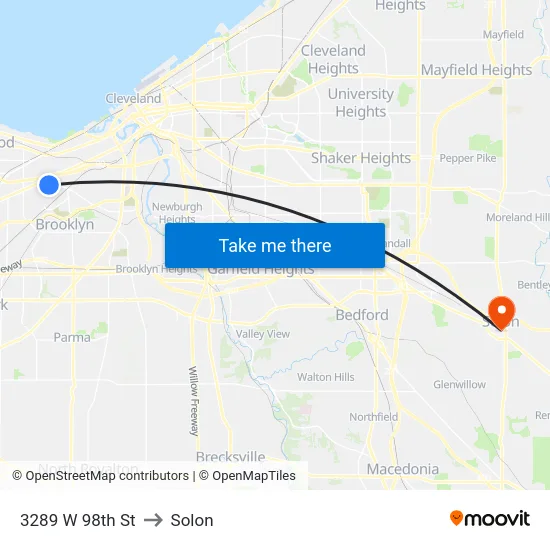 3289 W 98th St to Solon map