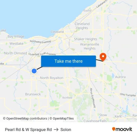 Pearl Rd & W Sprague Rd to Solon map