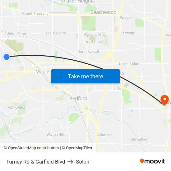 Turney Rd & Garfield Blvd to Solon map