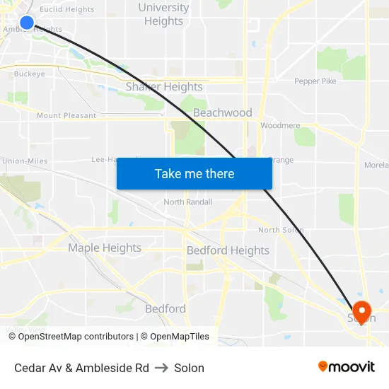 Cedar Av & Ambleside Rd to Solon map