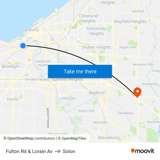 Fulton Rd & Lorain Av to Solon map
