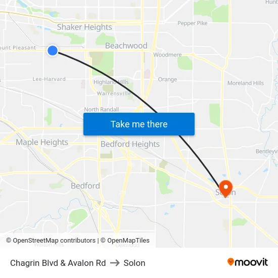 Chagrin Blvd & Avalon Rd to Solon map