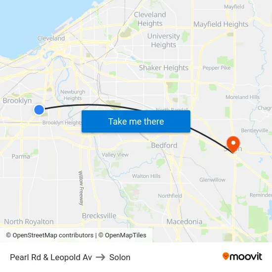 Pearl Rd & Leopold Av to Solon map