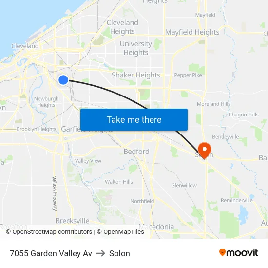 7055 Garden Valley Av to Solon map