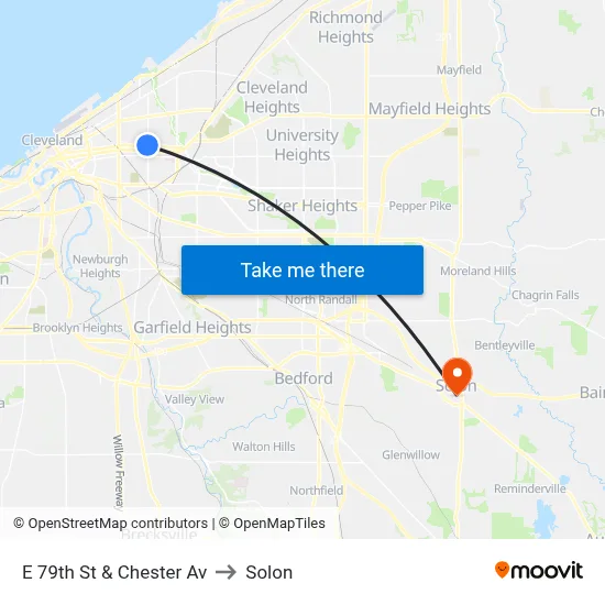 E 79th St & Chester Av to Solon map