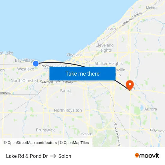 Lake Rd & Pond Dr to Solon map