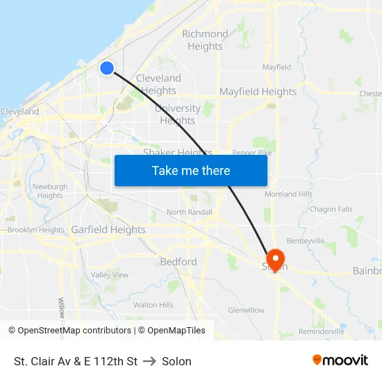 St. Clair Av & E 112th St to Solon map