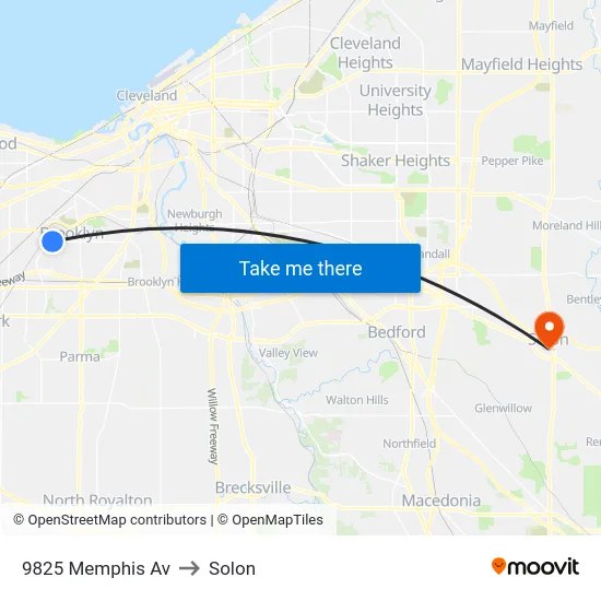 9825 Memphis Av to Solon map