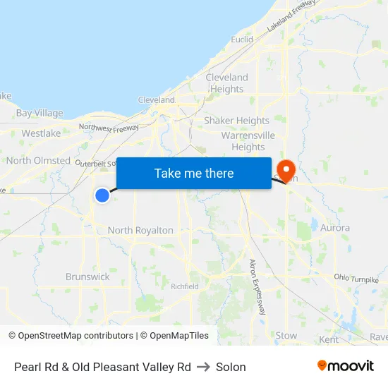 Pearl Rd & Old Pleasant Valley Rd to Solon map