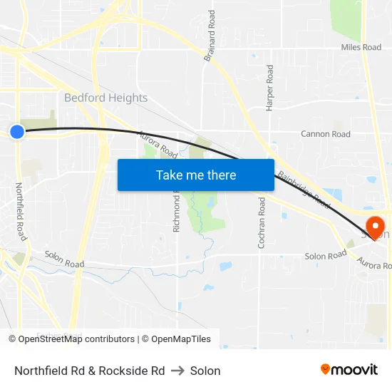 Northfield Rd & Rockside Rd to Solon map