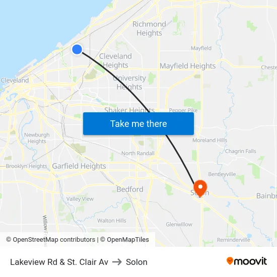 Lakeview Rd & St. Clair Av to Solon map