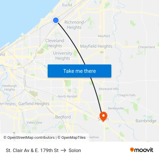 St. Clair Av & E. 179th St to Solon map