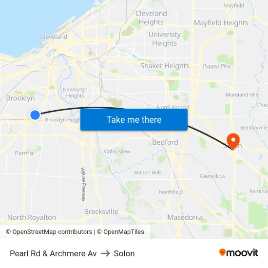 Pearl Rd & Archmere Av to Solon map
