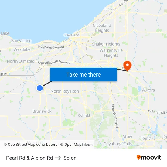 Pearl Rd & Albion Rd to Solon map