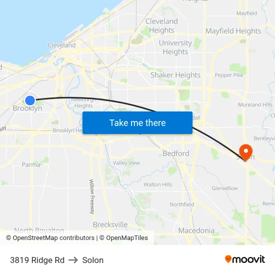 3819 Ridge Rd to Solon map