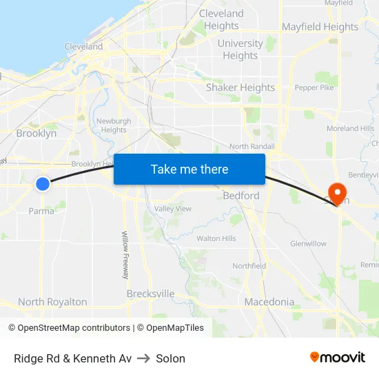 Ridge Rd & Kenneth Av to Solon map